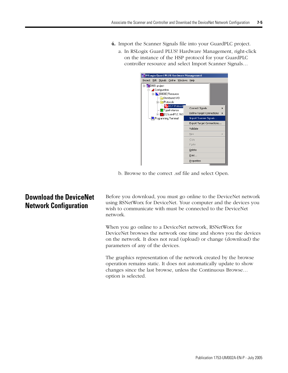 Download the devicenet network configuration, Download the devicenet network configuration -5 | Rockwell Automation 1753-DNSI DeviceNet Safety Scanner for GuardPLC Controllers User Manual | Page 67 / 132