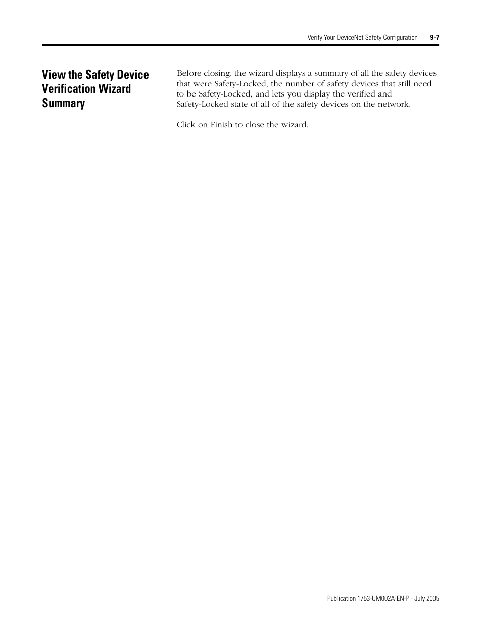 View the safety device verification wizard summary | Rockwell Automation 1753-DNSI DeviceNet Safety Scanner for GuardPLC Controllers User Manual | Page 83 / 132