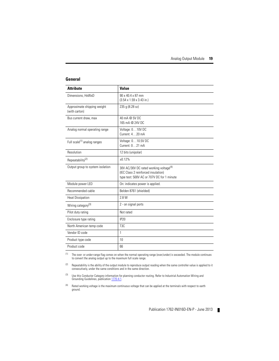 General | Rockwell Automation 1762-OF4 MicroLogix Analog Output Module User Manual | Page 19 / 24