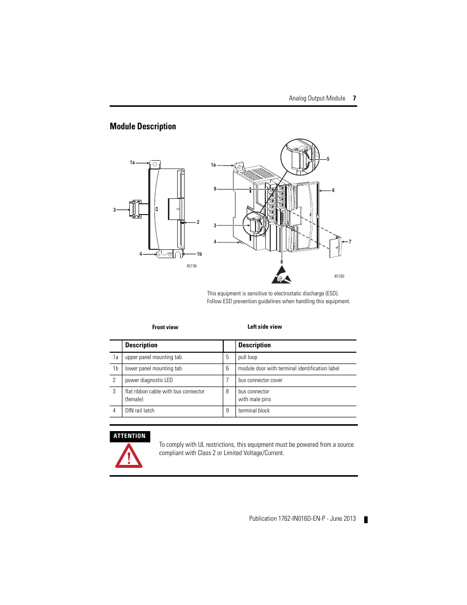 Module description | Rockwell Automation 1762-OF4 MicroLogix Analog Output Module User Manual | Page 7 / 24