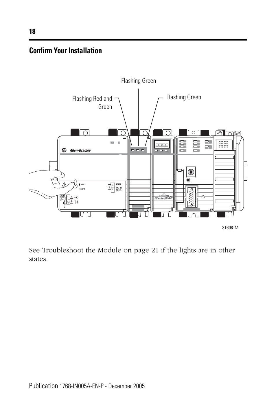 Confirm your installation, 18 publication | Rockwell Automation 1768-M04SE CompactLogix SERCOS interface Module Installation Instructions User Manual | Page 18 / 28