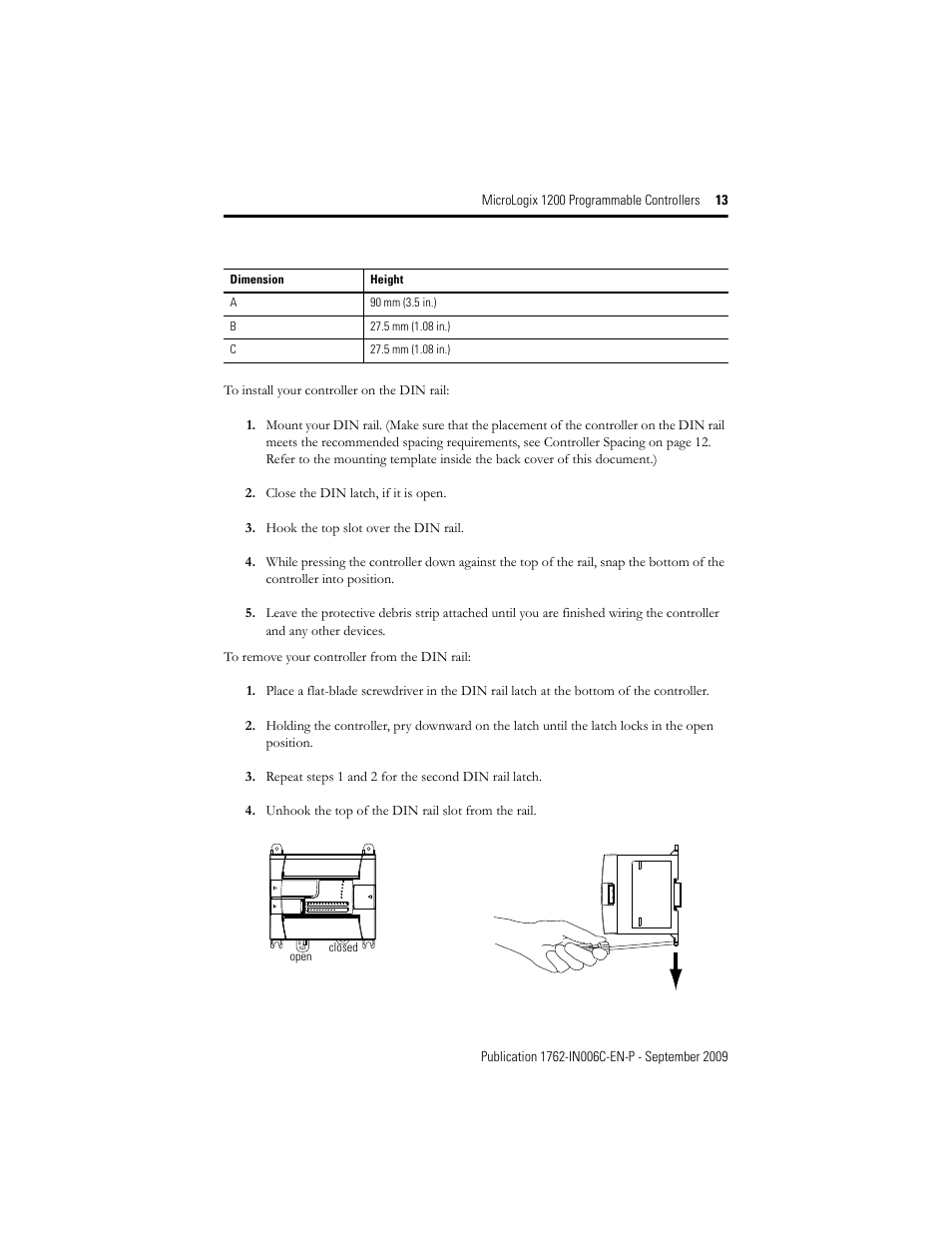 Rockwell Automation 1762-Lxxxxx MicroLogix 1200 Programmable Controllers Installation Instructions User Manual | Page 13 / 37