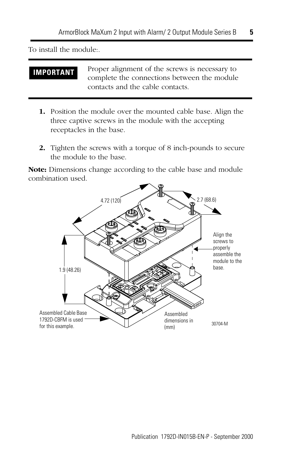 Rockwell Automation 1792D-2BVA2D ArmorBlock MaXum 2 Input with Alarm/2 Output Module Series B User Manual | Page 5 / 16