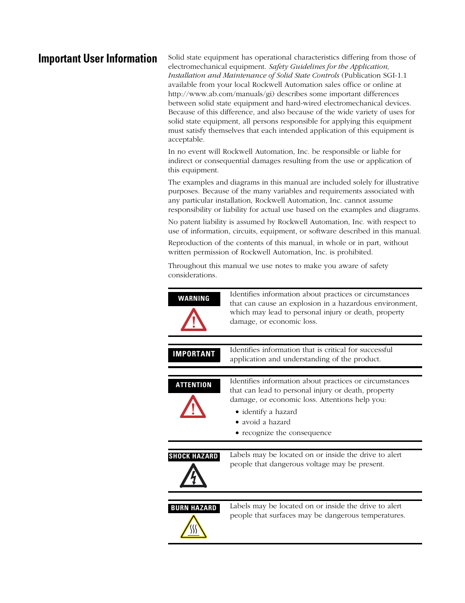 Important user information | Rockwell Automation 1746-NT4 Series B,D17466.6.1 SLC 500 4-Channel Thermocouple/mV Input Module User Manual User Manual | Page 2 / 131