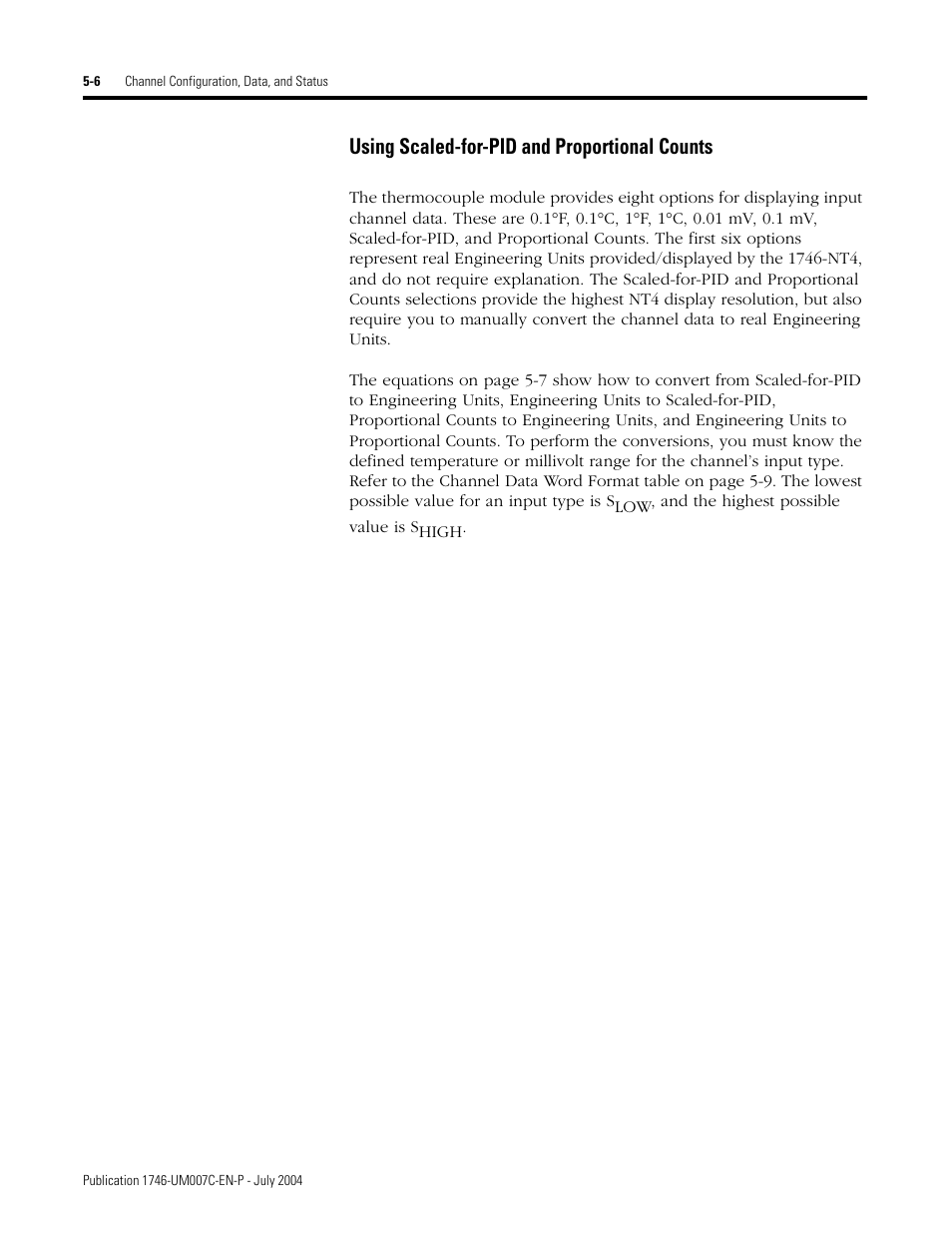 Using scaled-for-pid and proportional counts -6, Using scaled-for-pid and proportional counts | Rockwell Automation 1746-NT4 Series B,D17466.6.1 SLC 500 4-Channel Thermocouple/mV Input Module User Manual User Manual | Page 58 / 131