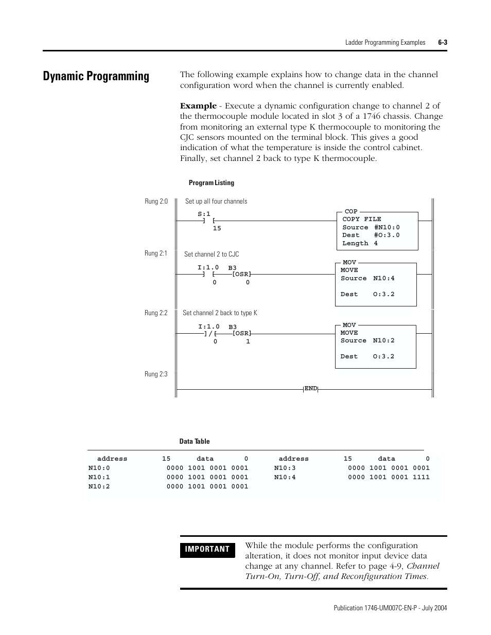 Dynamic programming, Dynamic programming -3 | Rockwell Automation 1746-NT4 Series B,D17466.6.1 SLC 500 4-Channel Thermocouple/mV Input Module User Manual User Manual | Page 73 / 131