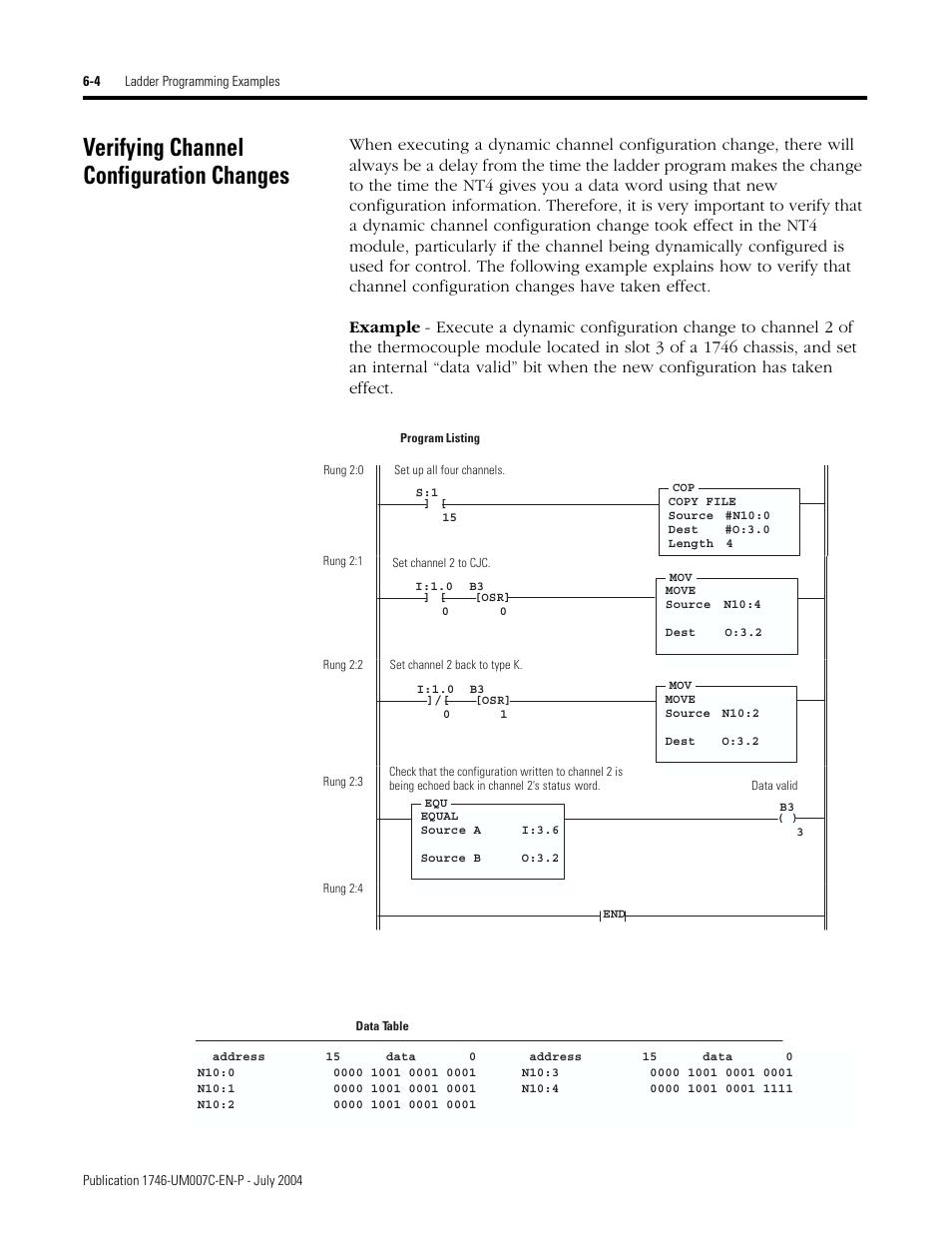 Verifying channel configuration changes, Verifying channel configuration changes -4 | Rockwell Automation 1746-NT4 Series B,D17466.6.1 SLC 500 4-Channel Thermocouple/mV Input Module User Manual User Manual | Page 74 / 131