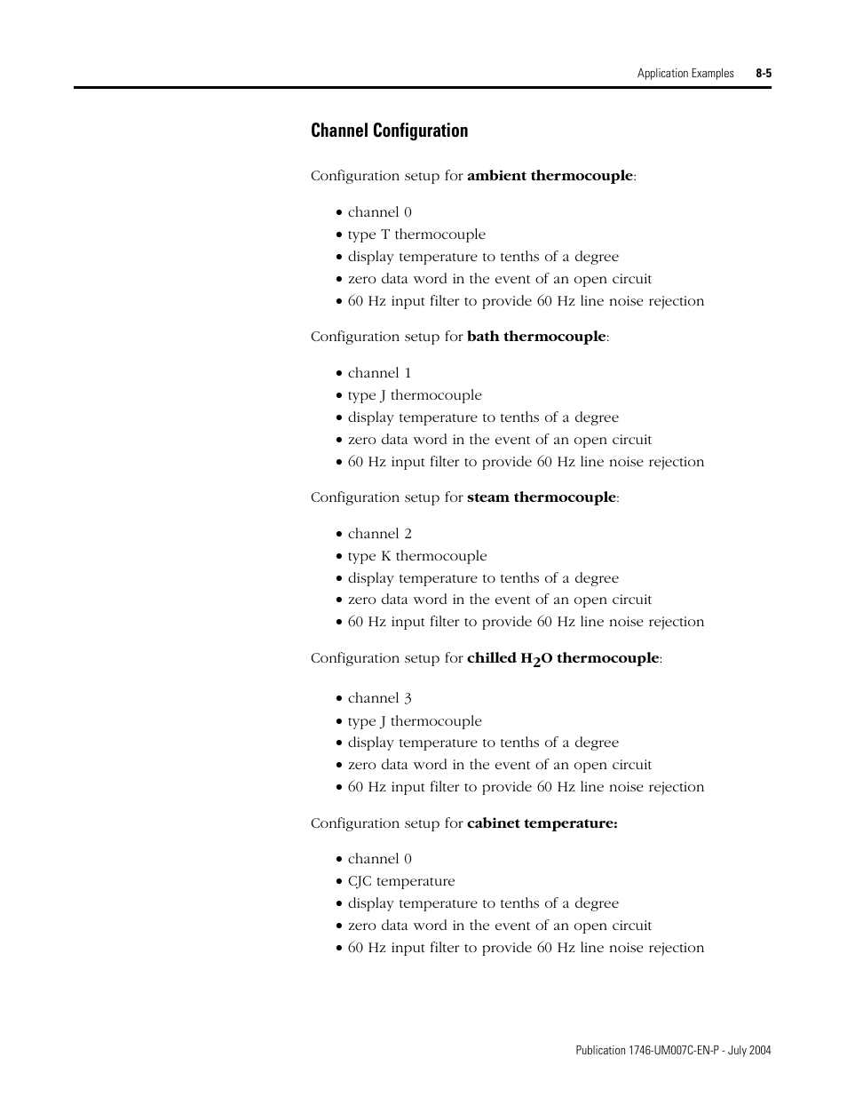 Channel configuration -5, Channel configuration | Rockwell Automation 1746-NT4 Series B,D17466.6.1 SLC 500 4-Channel Thermocouple/mV Input Module User Manual User Manual | Page 91 / 131