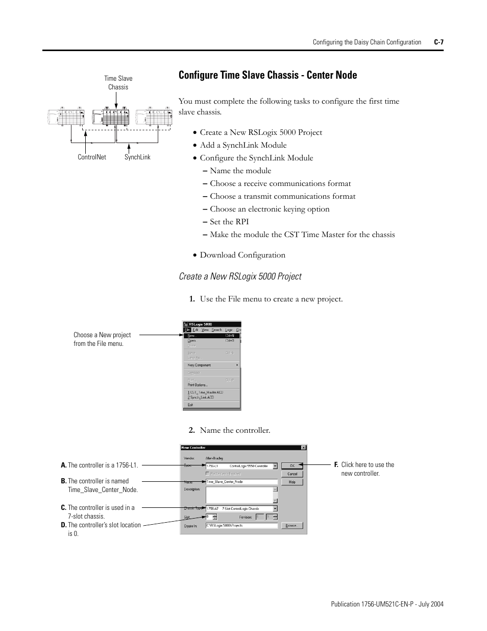 Configure time slave chassis - center node | Rockwell Automation 1756-SYNCH ControlLogix SynchLink Module User Manual User Manual | Page 101 / 146