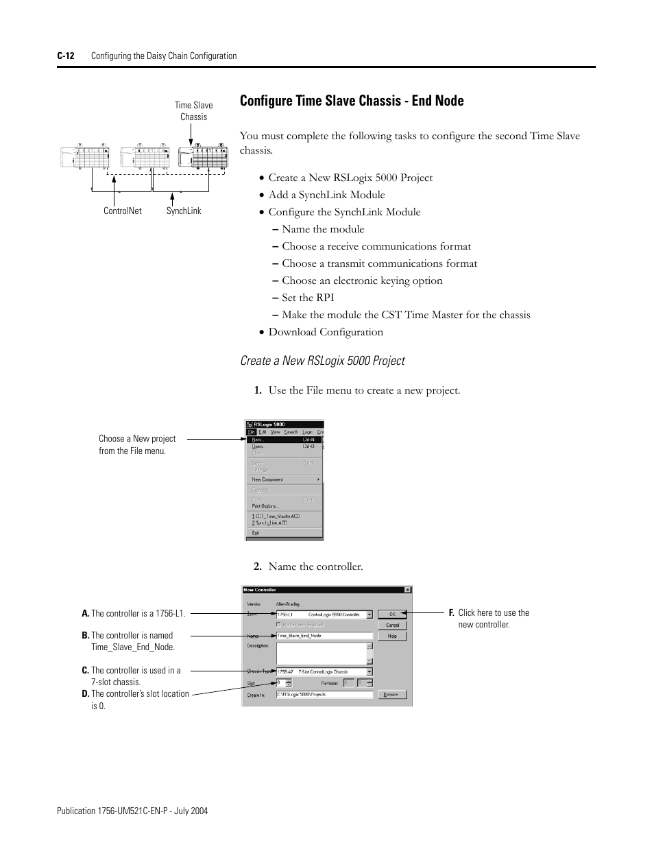 Configure time slave chassis - end node | Rockwell Automation 1756-SYNCH ControlLogix SynchLink Module User Manual User Manual | Page 106 / 146