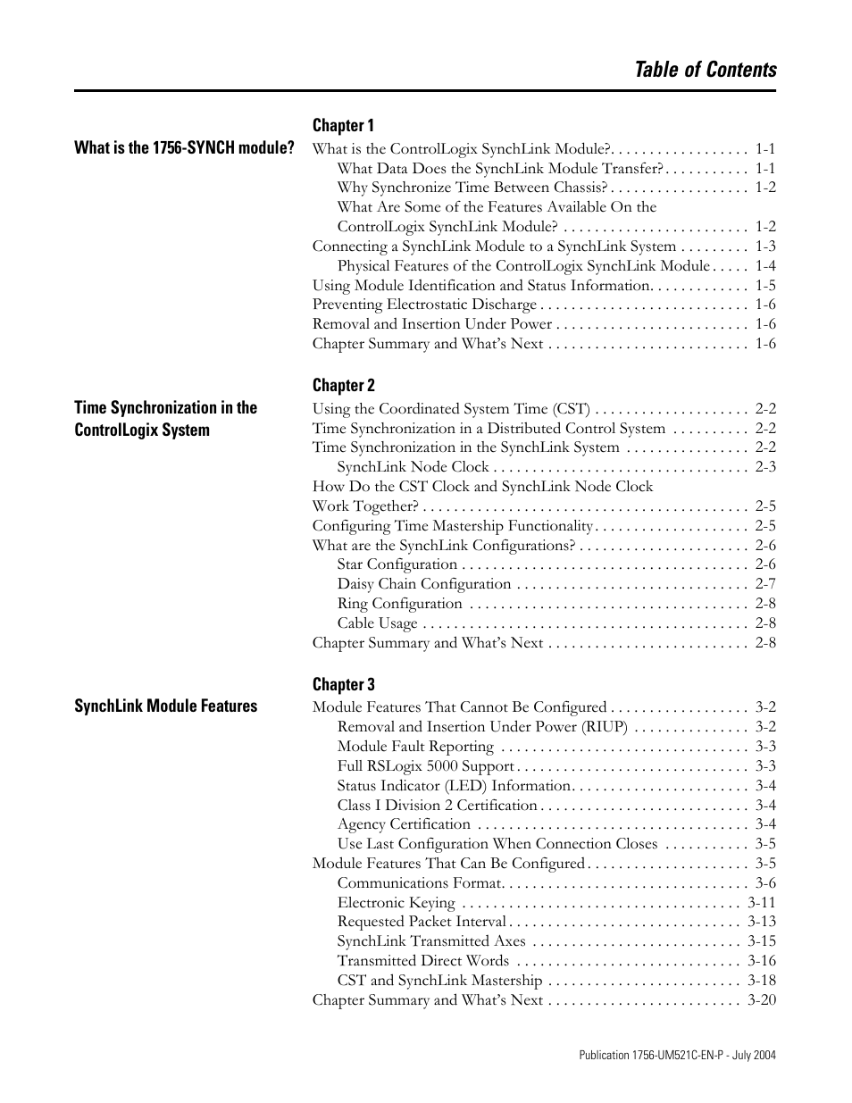 Rockwell Automation 1756-SYNCH ControlLogix SynchLink Module User Manual User Manual | Page 11 / 146