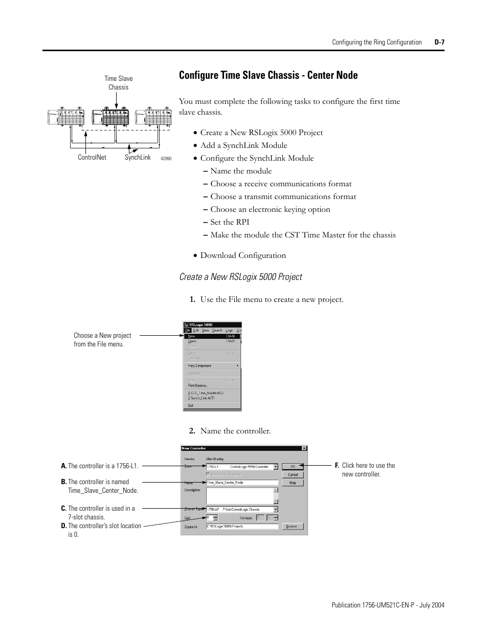 Configure time slave chassis - center node | Rockwell Automation 1756-SYNCH ControlLogix SynchLink Module User Manual User Manual | Page 117 / 146