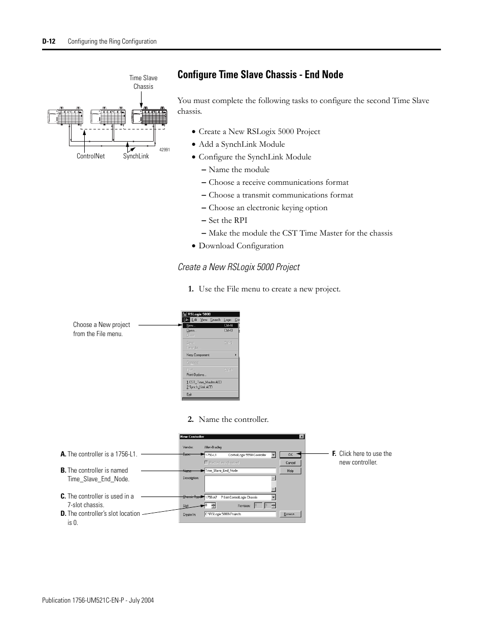 Configure time slave chassis - end node | Rockwell Automation 1756-SYNCH ControlLogix SynchLink Module User Manual User Manual | Page 122 / 146