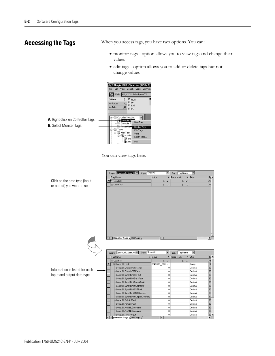 Accessing the tags | Rockwell Automation 1756-SYNCH ControlLogix SynchLink Module User Manual User Manual | Page 128 / 146