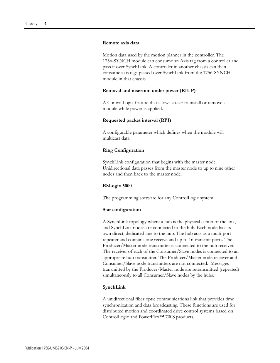 Rockwell Automation 1756-SYNCH ControlLogix SynchLink Module User Manual User Manual | Page 136 / 146