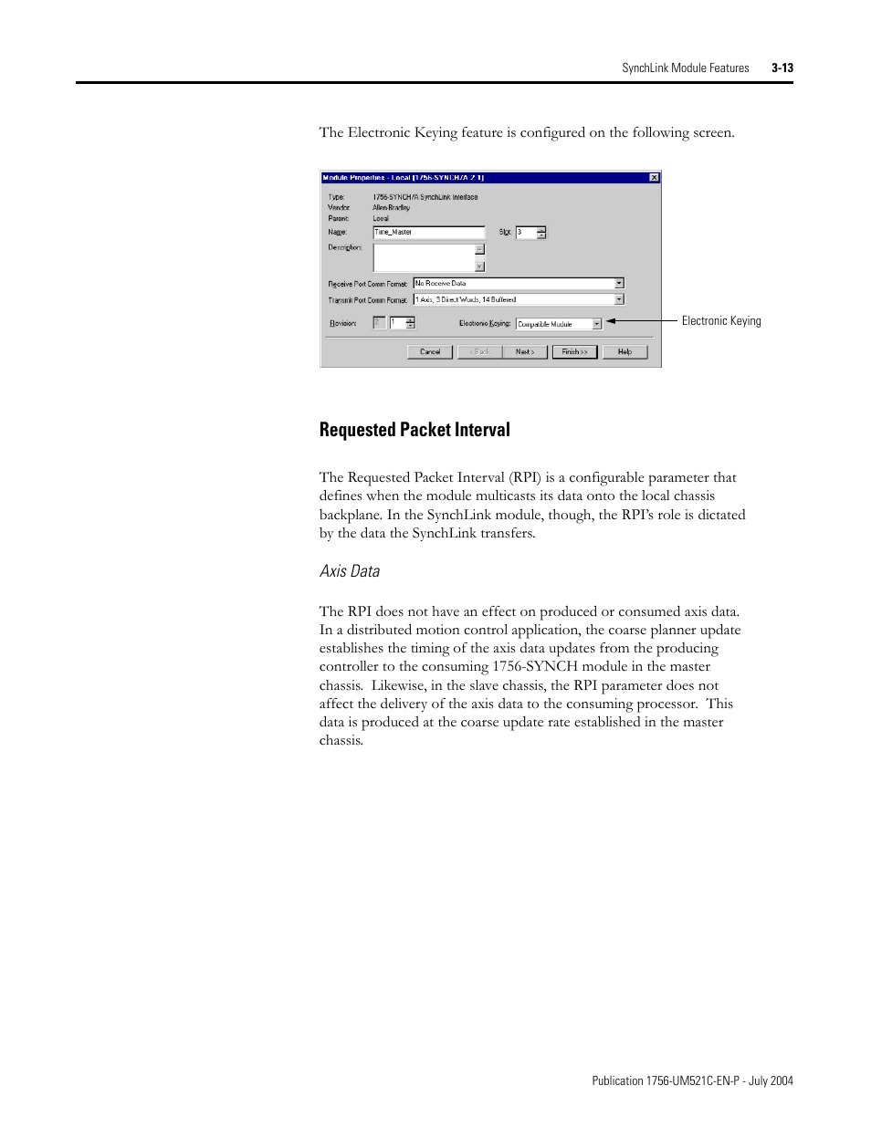 Requested packet interval -13, Requested packet interval | Rockwell Automation 1756-SYNCH ControlLogix SynchLink Module User Manual User Manual | Page 41 / 146