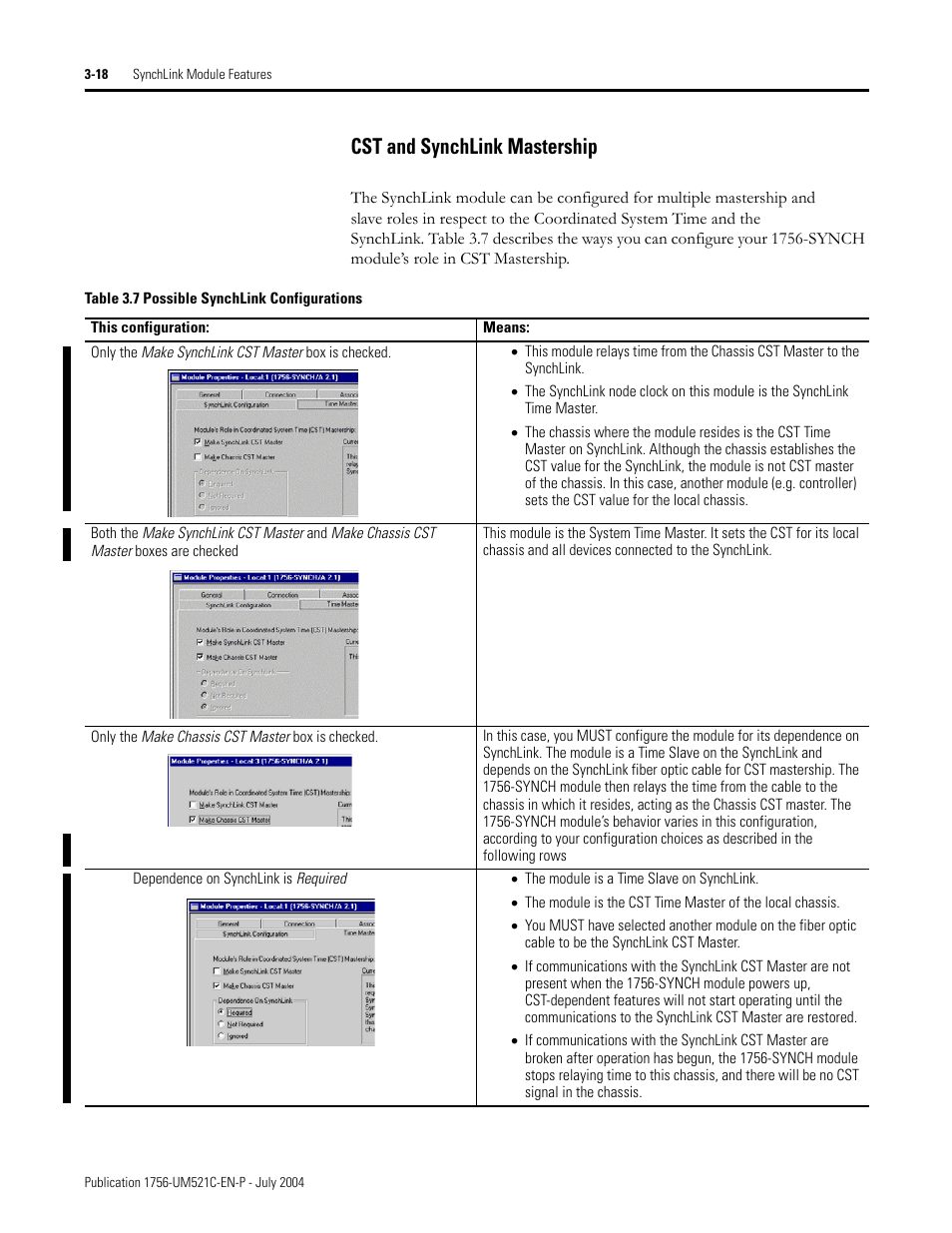 The cst and synchlink mastership, Cst and synchlink mastership -18, Cst and synchlink mastership | Rockwell Automation 1756-SYNCH ControlLogix SynchLink Module User Manual User Manual | Page 46 / 146
