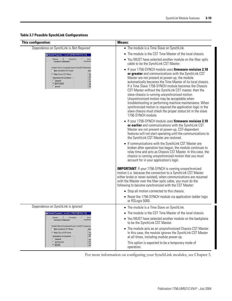 Rockwell Automation 1756-SYNCH ControlLogix SynchLink Module User Manual User Manual | Page 47 / 146
