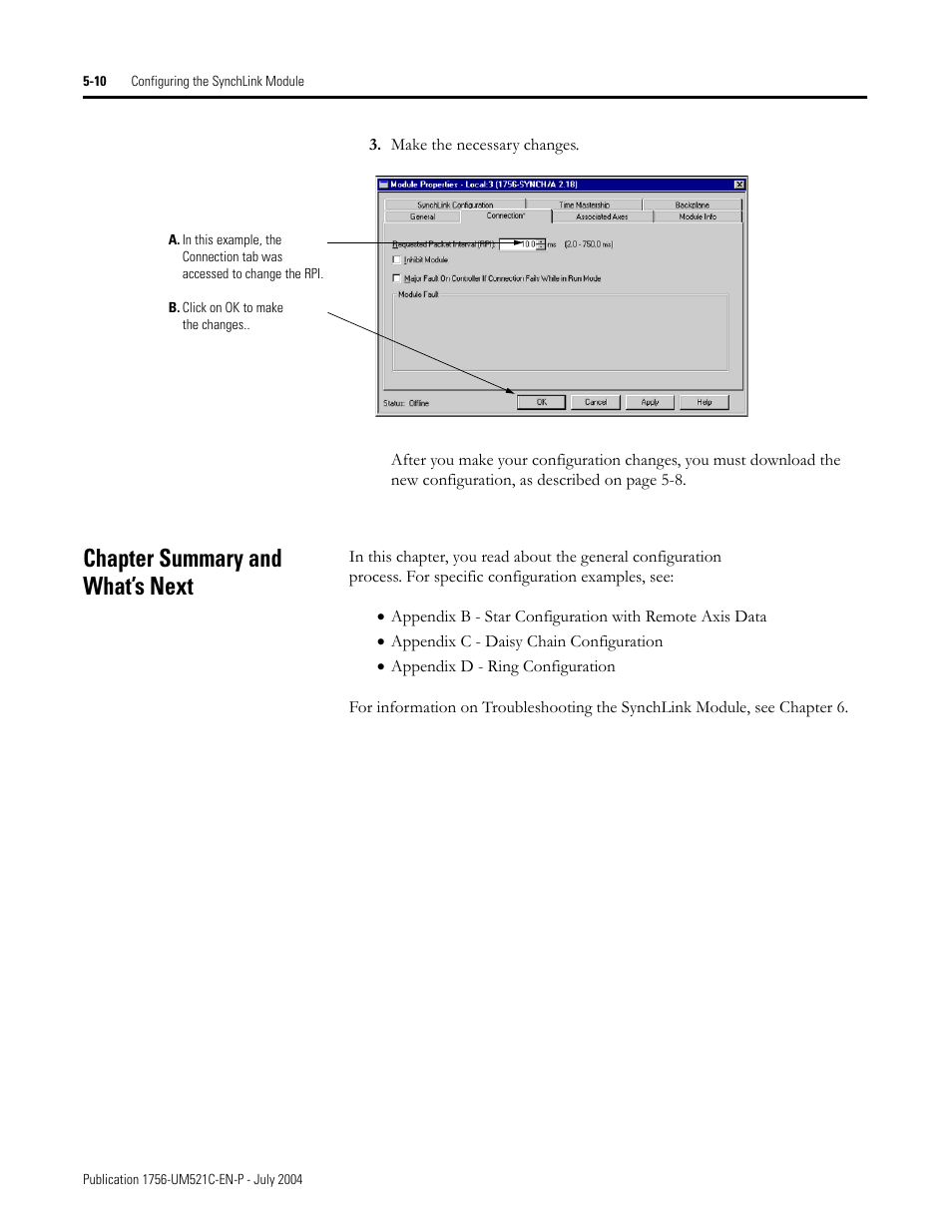 Chapter summary and what’s next, Chapter summary and what’s next -10 | Rockwell Automation 1756-SYNCH ControlLogix SynchLink Module User Manual User Manual | Page 62 / 146