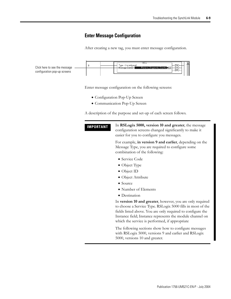 Enter message configuration -9, Enter message configuration | Rockwell Automation 1756-SYNCH ControlLogix SynchLink Module User Manual User Manual | Page 71 / 146