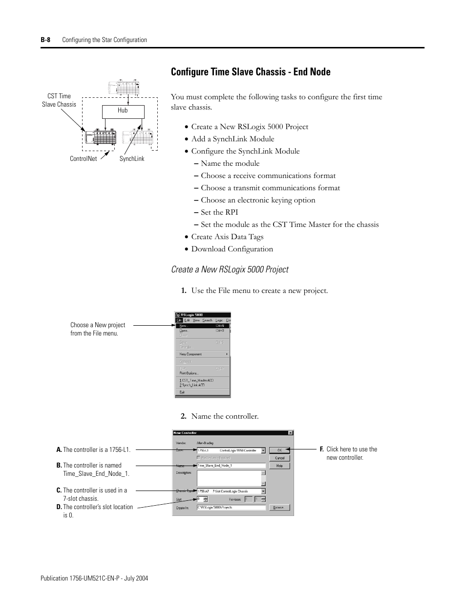 Configure time slave chassis - end node | Rockwell Automation 1756-SYNCH ControlLogix SynchLink Module User Manual User Manual | Page 84 / 146