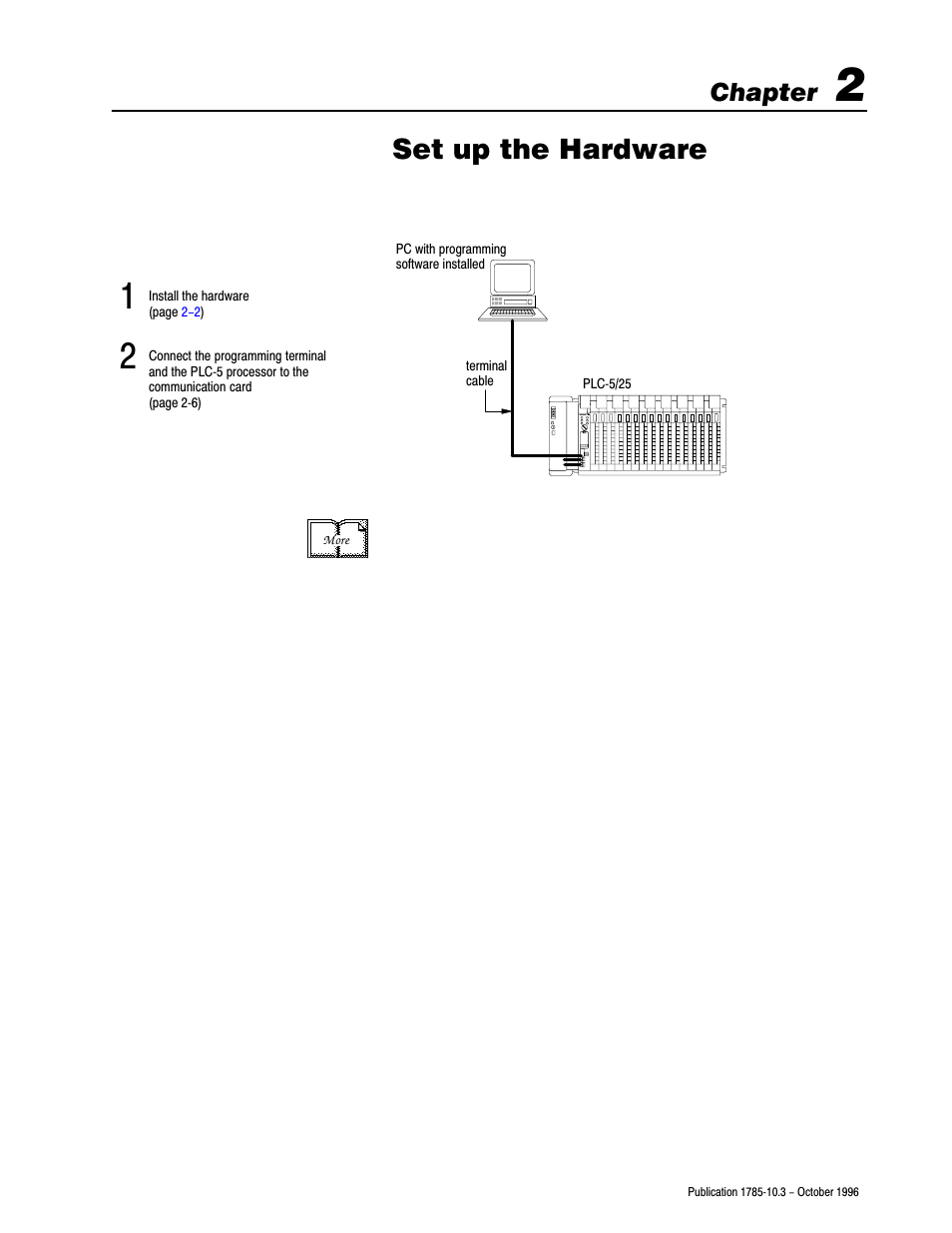 2 - set up the hardware, Set up the hardware, Chapter | Rockwell Automation 1785-LTx,D178510.3 QUICK START CLASSIC PLC-5 PROG User Manual | Page 8 / 25