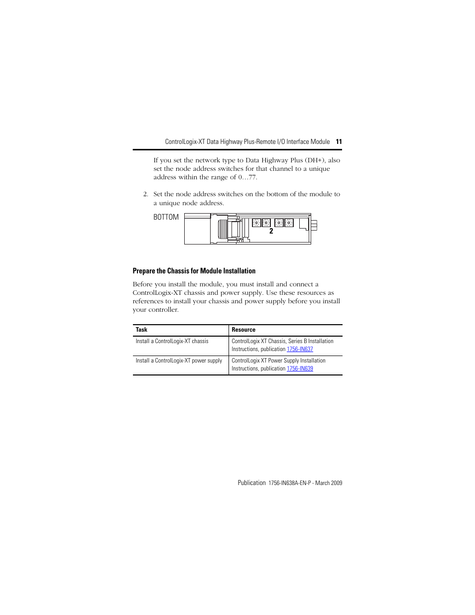 Prepare the chassis for module installation | Rockwell Automation 1756-DHRIOXT ControlLogix-XT Data Highway Plus-Remote I/O Communication Interface Module User Manual | Page 11 / 32