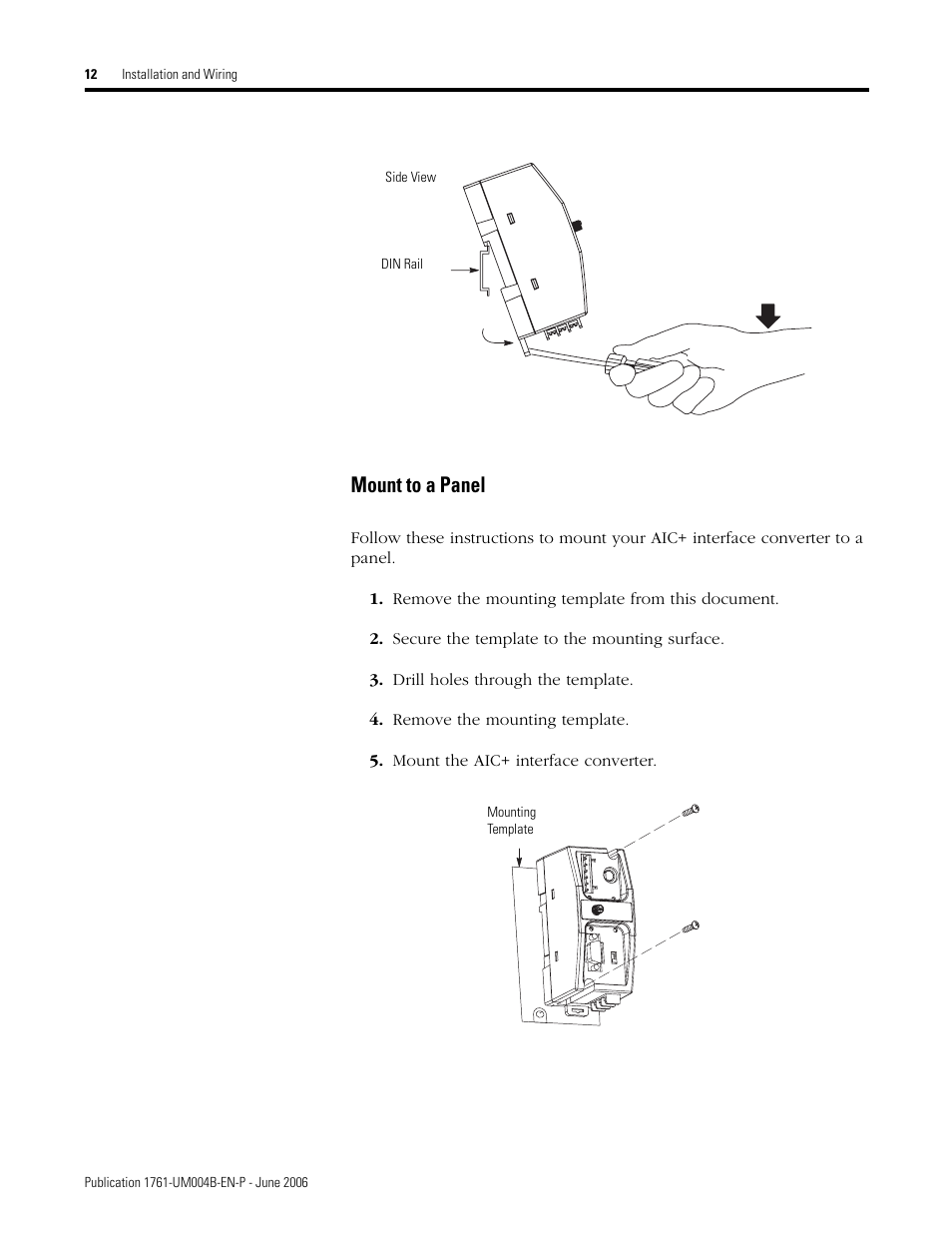 Mount to a panel | Rockwell Automation 1761-NET-AIC Advanced Interface Converter (AIC+) User Manual User Manual | Page 16 / 46