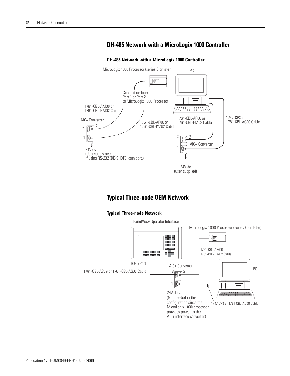 Typical three-node oem network | Rockwell Automation 1761-NET-AIC Advanced Interface Converter (AIC+) User Manual User Manual | Page 28 / 46