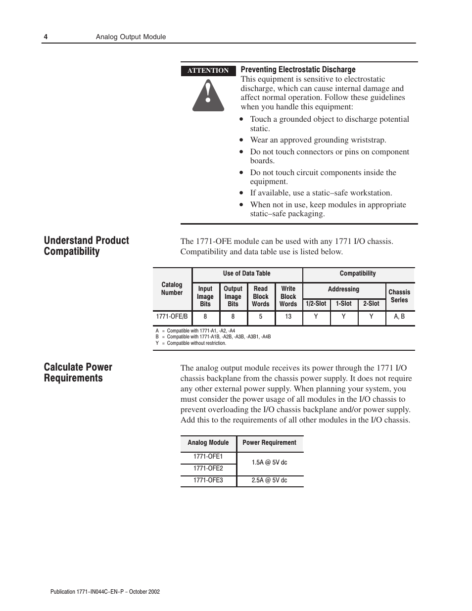 Rockwell Automation 1771-OFE Analog Output Module Installation Instructions User Manual | Page 4 / 20