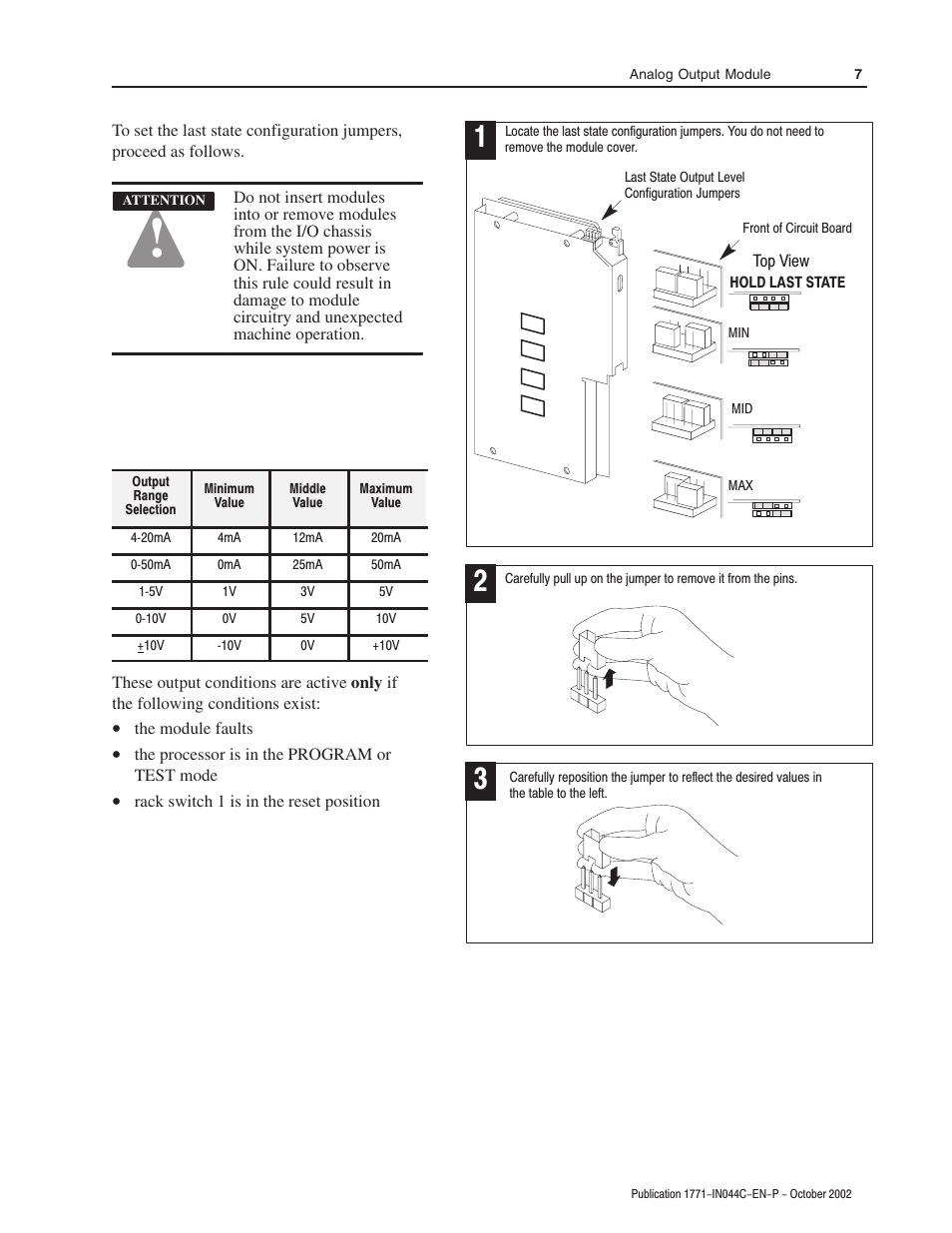 Rockwell Automation 1771-OFE Analog Output Module Installation Instructions User Manual | Page 7 / 20