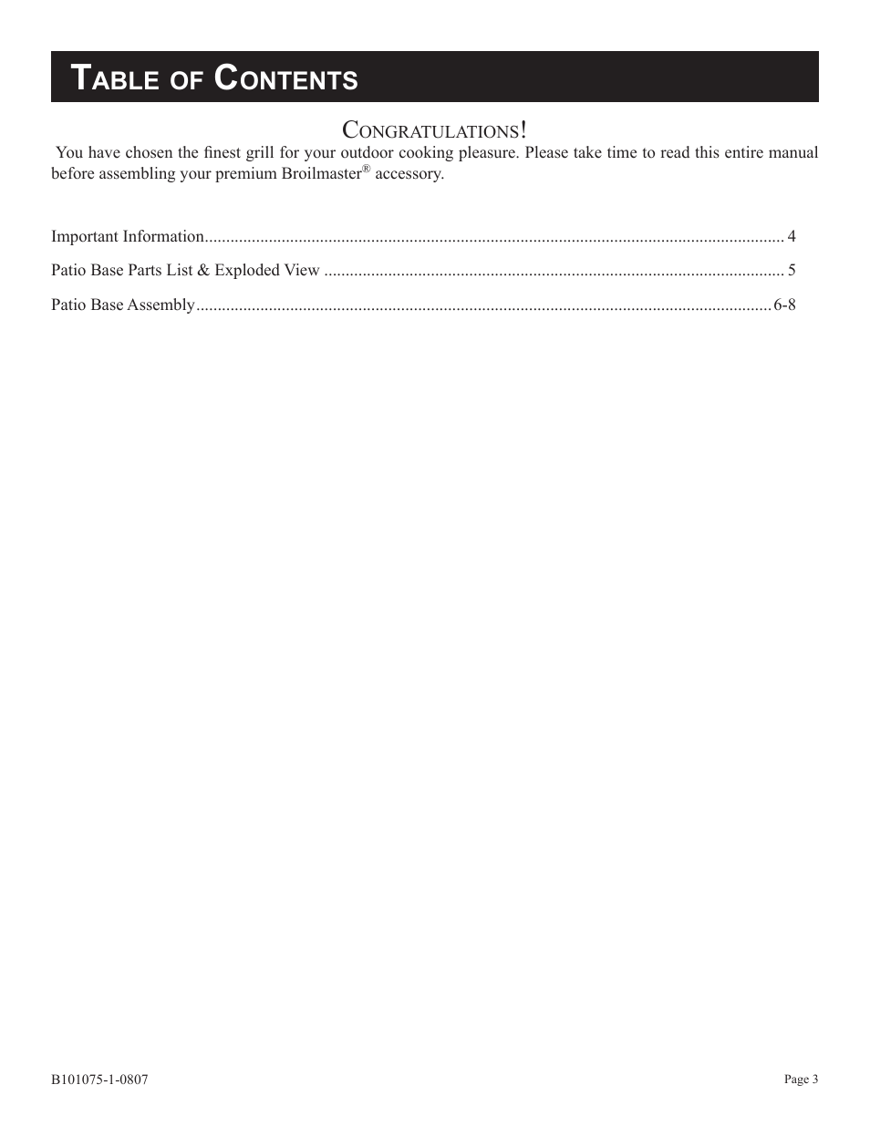 Able, Ontents | Broilmaster SSPB26-1 User Manual | Page 3 / 8