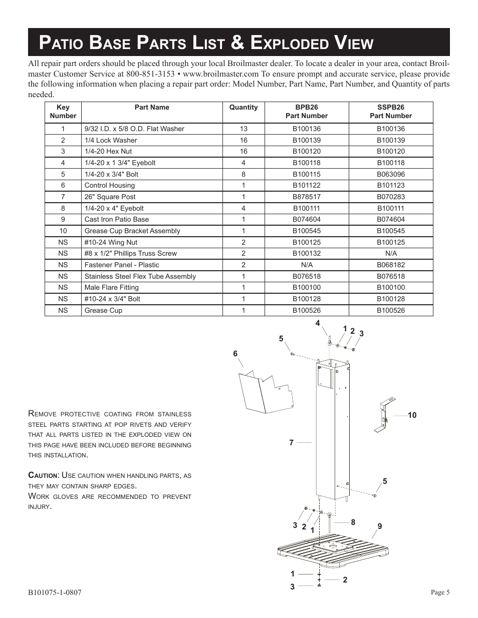 Atio, Arts, Xploded | Broilmaster SSPB26-1 User Manual | Page 5 / 8