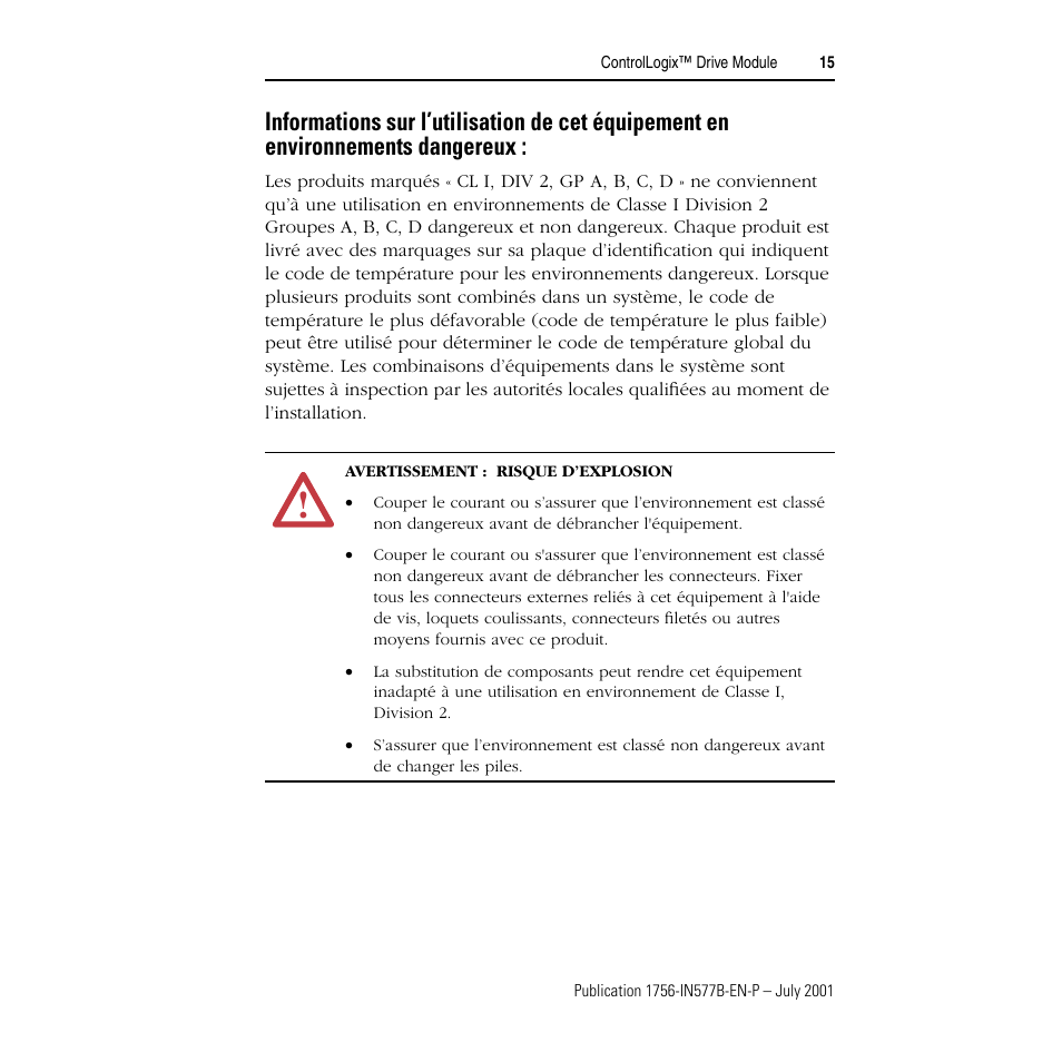 Rockwell Automation 1756-DMF30 ControlLogix Drive Module-Instructions User Manual | Page 15 / 16