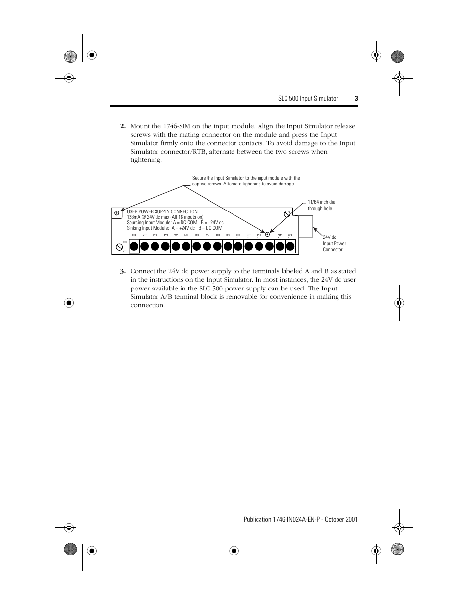 Rockwell Automation 1746-SIM SLC 500 Input Simulator Installation Instructions User Manual | Page 3 / 4