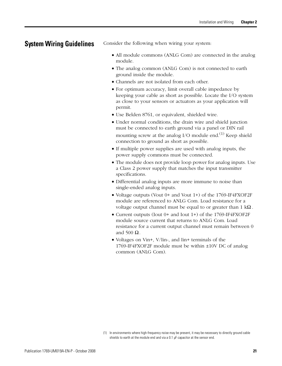 System wiring guidelines | Rockwell Automation 1769-IF4FXOF2F Compact Combination Fast Analog I/O Module User Manual | Page 21 / 94