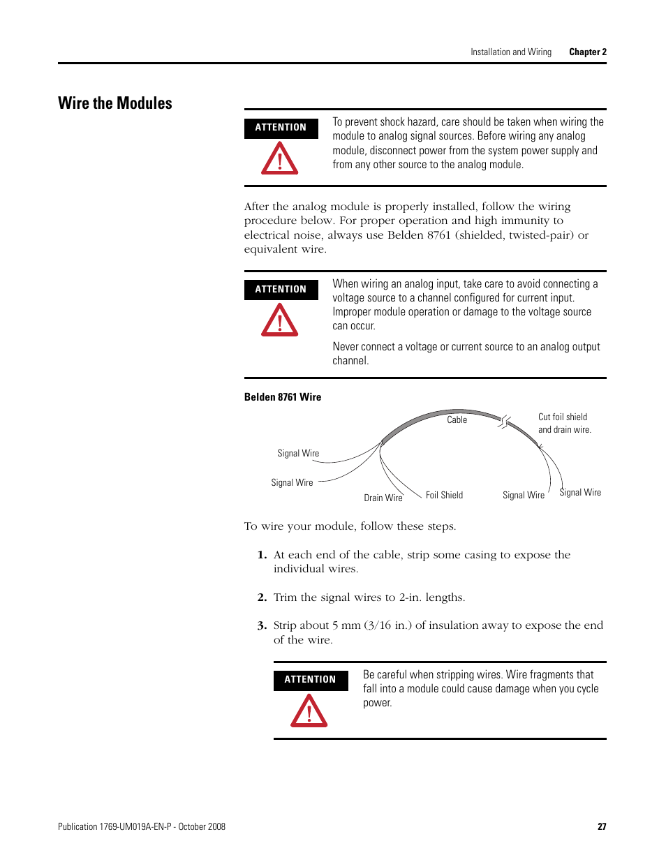 Wire the modules | Rockwell Automation 1769-IF4FXOF2F Compact Combination Fast Analog I/O Module User Manual | Page 27 / 94