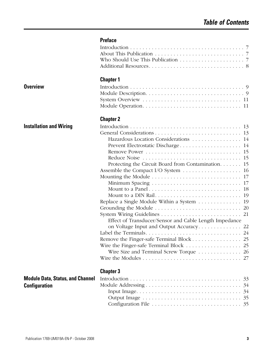 Rockwell Automation 1769-IF4FXOF2F Compact Combination Fast Analog I/O Module User Manual | Page 3 / 94