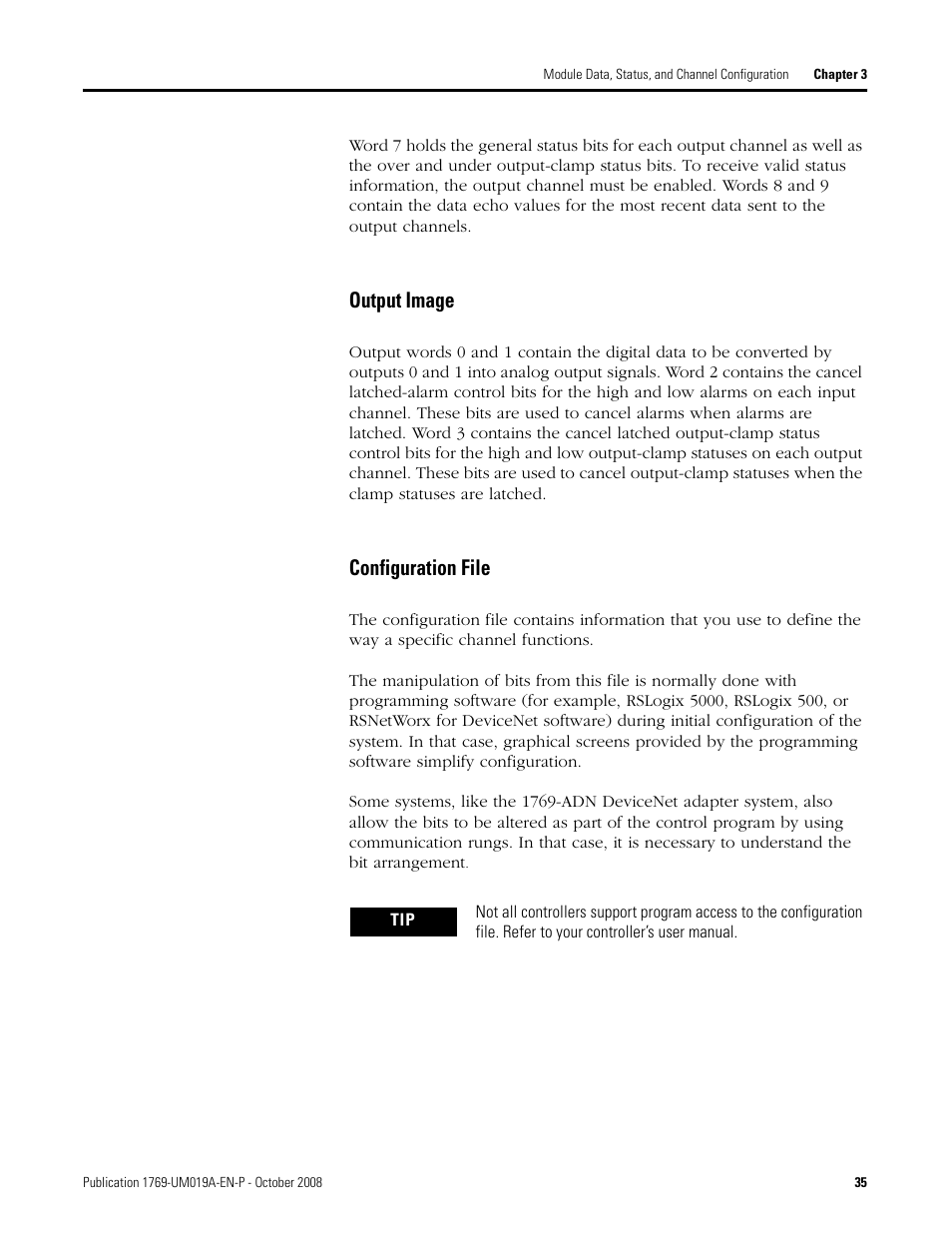 Output image configuration file, Output image, Configuration file | Rockwell Automation 1769-IF4FXOF2F Compact Combination Fast Analog I/O Module User Manual | Page 35 / 94