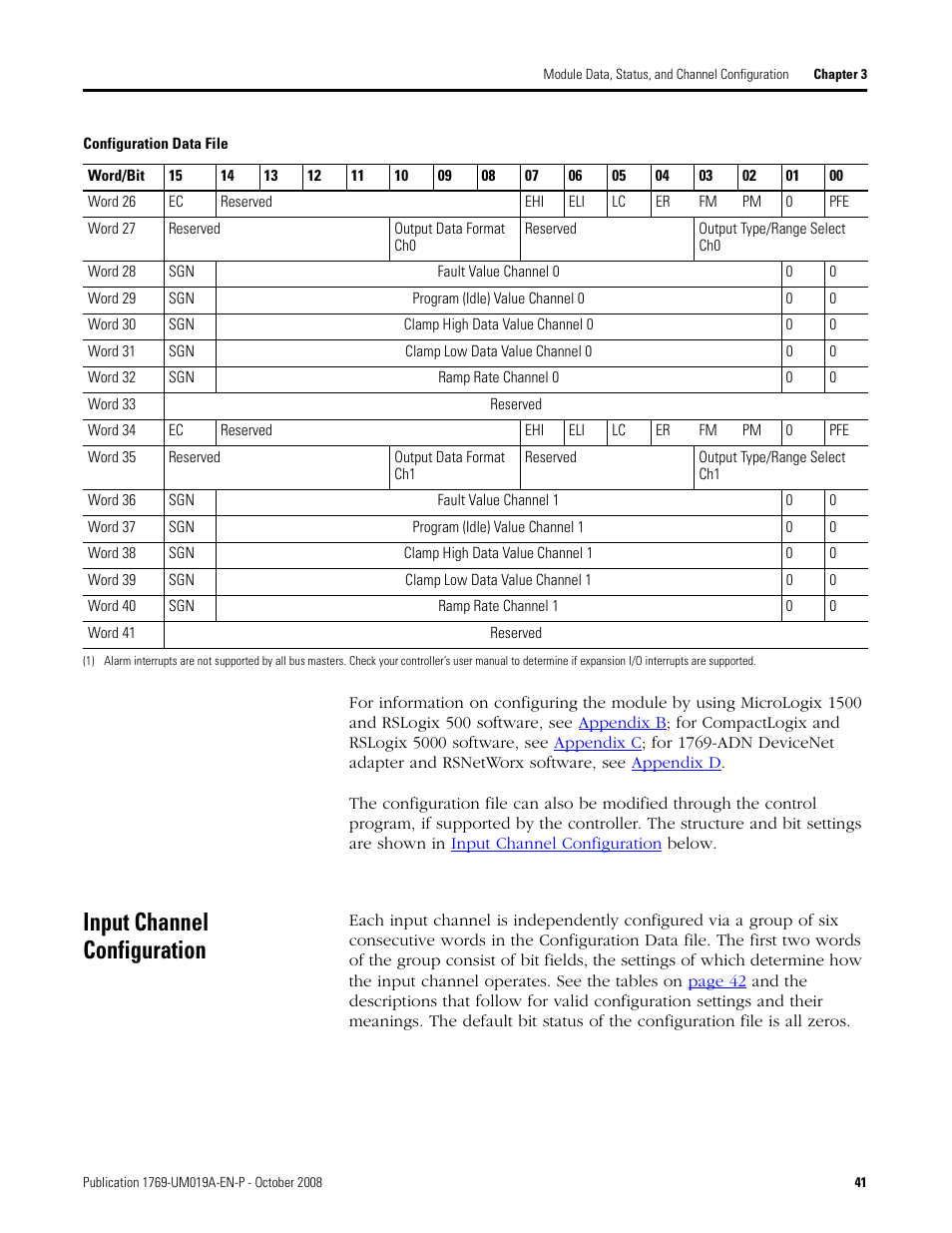 Input channel configuration | Rockwell Automation 1769-IF4FXOF2F Compact Combination Fast Analog I/O Module User Manual | Page 41 / 94