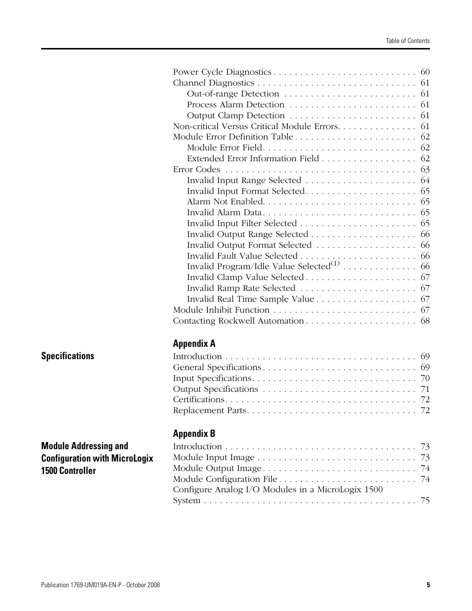 Rockwell Automation 1769-IF4FXOF2F Compact Combination Fast Analog I/O Module User Manual | Page 5 / 94