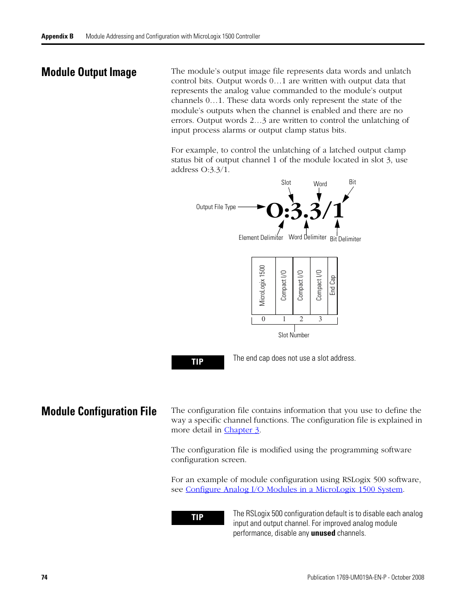 Module output image, Module configuration file, Module output image module configuration file | O:3.3/1 | Rockwell Automation 1769-IF4FXOF2F Compact Combination Fast Analog I/O Module User Manual | Page 74 / 94