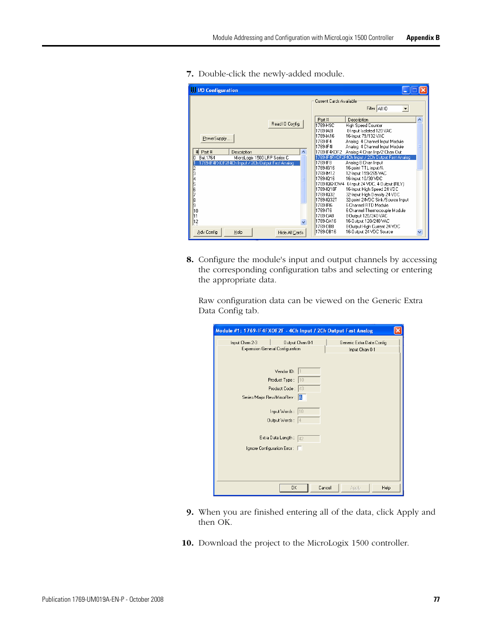 Rockwell Automation 1769-IF4FXOF2F Compact Combination Fast Analog I/O Module User Manual | Page 77 / 94