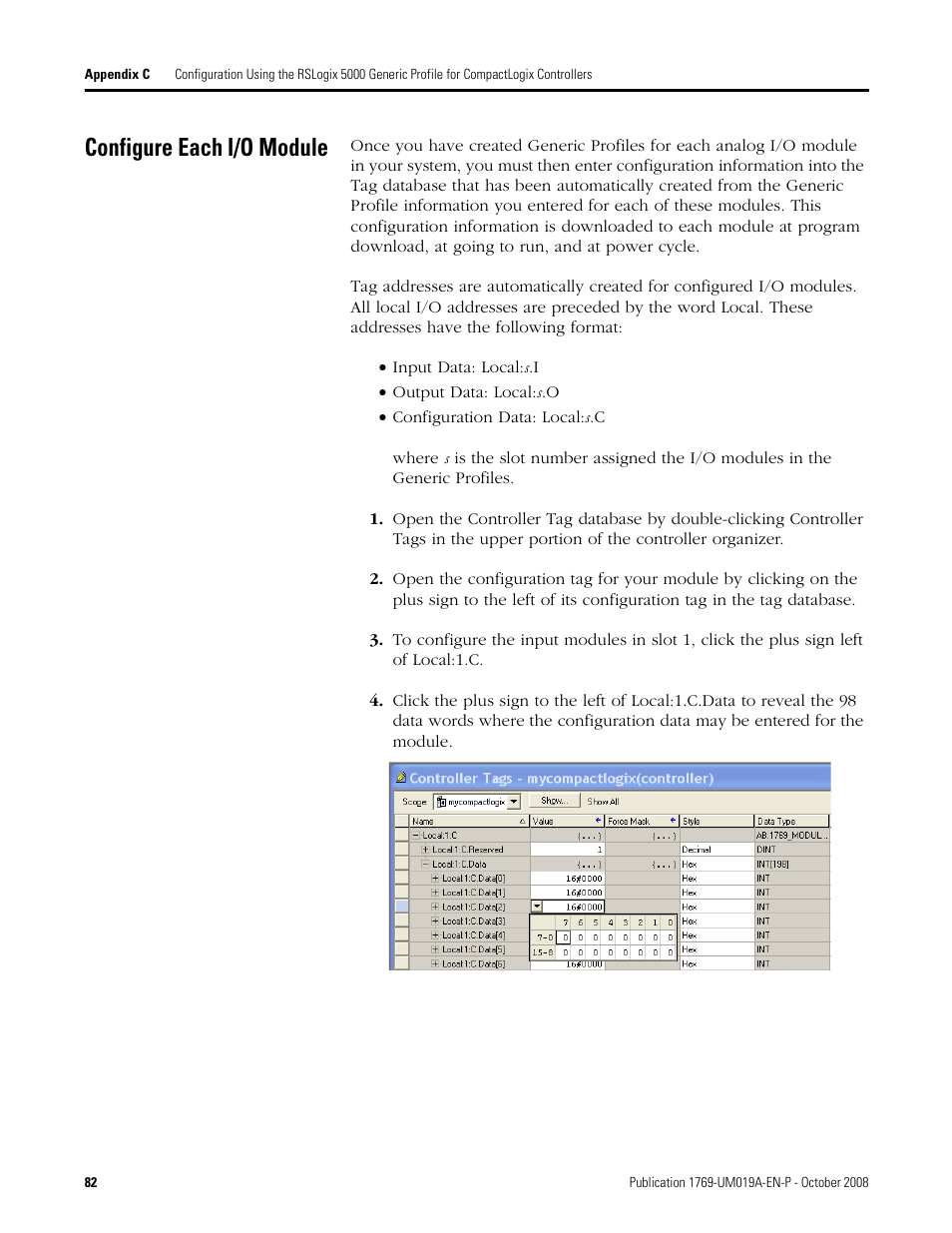 Configure each i/o module | Rockwell Automation 1769-IF4FXOF2F Compact Combination Fast Analog I/O Module User Manual | Page 82 / 94