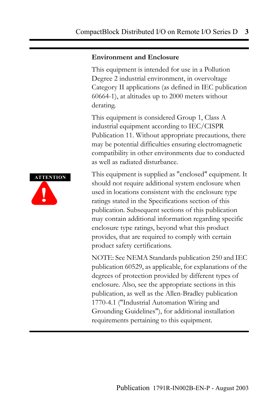 Rockwell Automation 1791R-XXXX CompactBlock Distributed I/O on Remote I/O Series D I.I. User Manual | Page 3 / 36