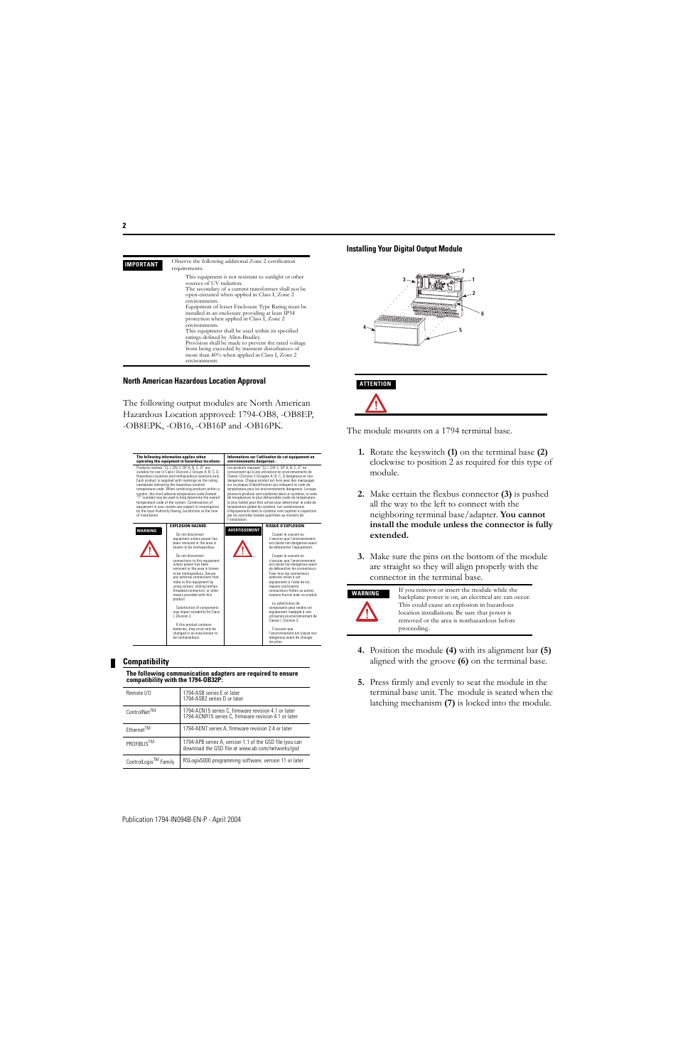 Rockwell Automation 1794-OB8_OB8EP_OB16_OB16P_OB32P Flex I/O Digital DC Sourcing Output Modules Installation Instructions User Manual | Page 2 / 8