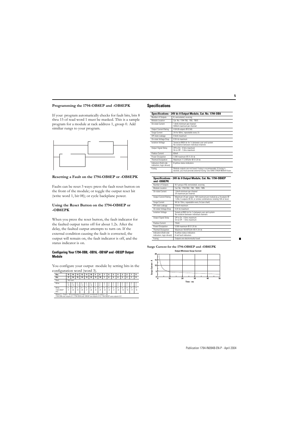 Specifications | Rockwell Automation 1794-OB8_OB8EP_OB16_OB16P_OB32P Flex I/O Digital DC Sourcing Output Modules Installation Instructions User Manual | Page 5 / 8
