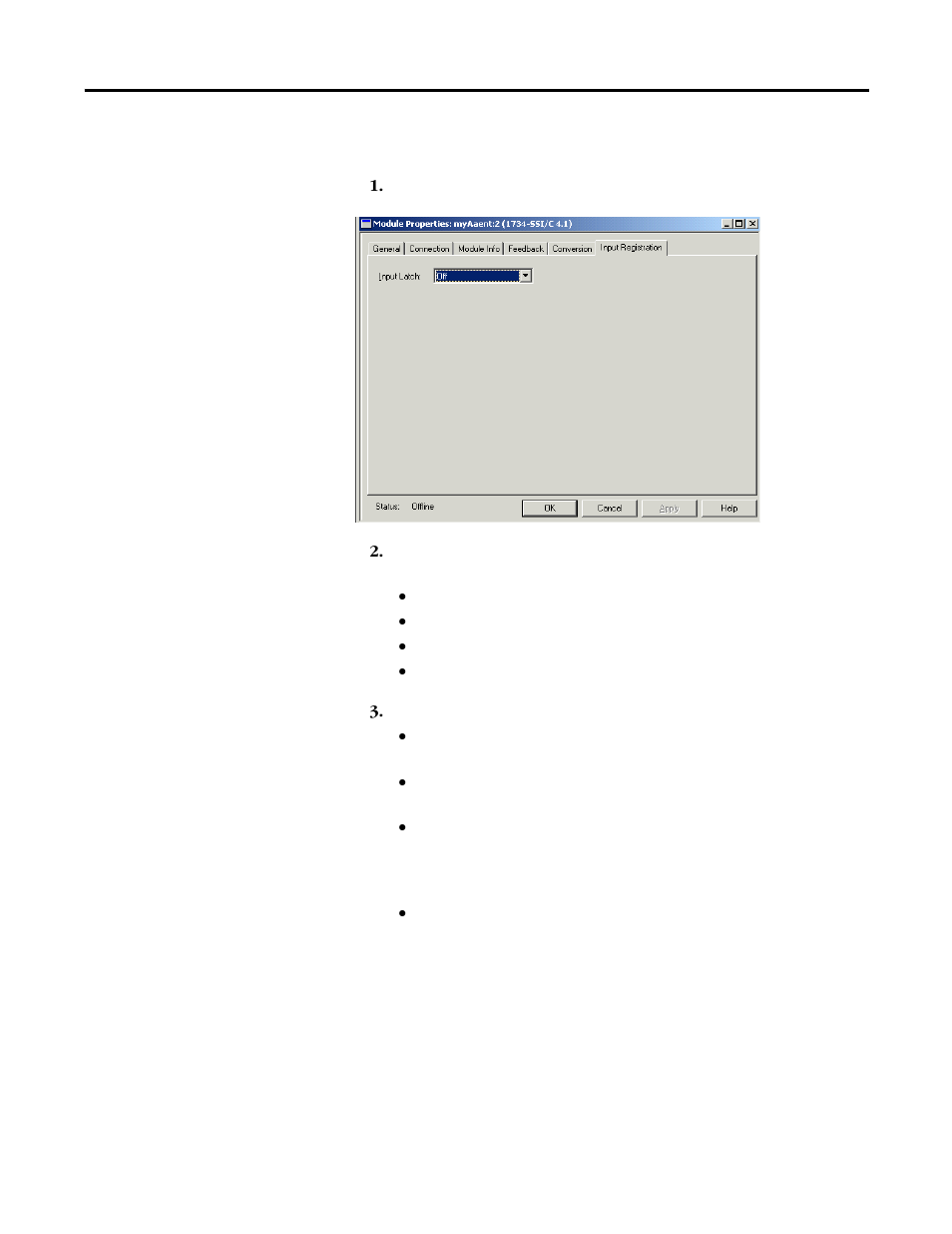 Work with the input registration dialog | Rockwell Automation 1734-SSI POINT I/O Synchronous Serial Interface Absolute Encoder Module User Manual User Manual | Page 44 / 53