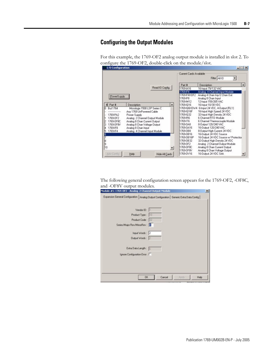 Configuring the output modules | Rockwell Automation 1769-OF2 Compact I/O Analog Modules User Manual | Page 149 / 184