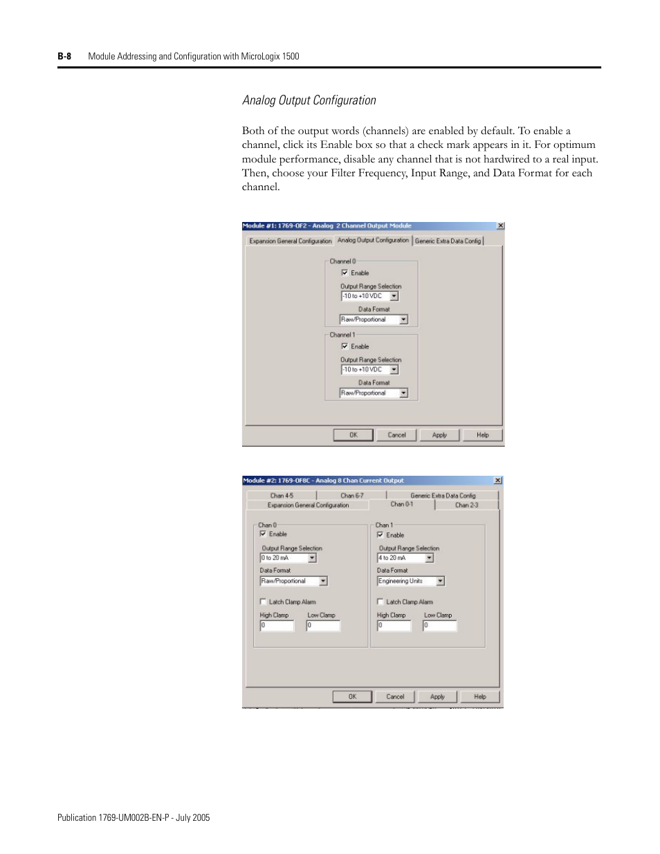 Analog output configuration | Rockwell Automation 1769-OF2 Compact I/O Analog Modules User Manual | Page 150 / 184